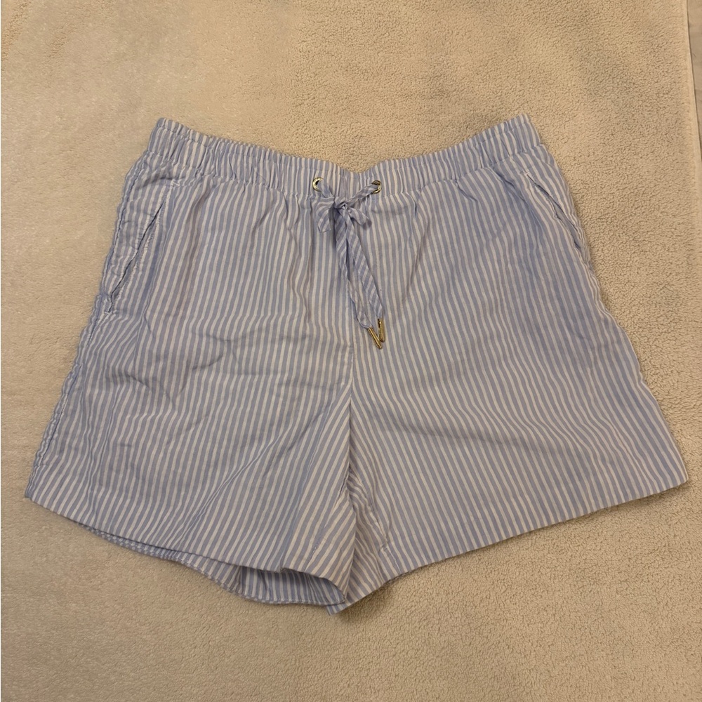 Lilly Pulitzer Light Blue & White Striped Drawstring Shorts